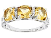 Yellow Citrine Platinum Over Sterling Silver Ring 1.80ctw