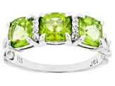 Green Peridot Platinum Over Sterling Silver Ring 2.25ctw