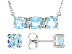 Sky Blue Topaz Platinum Over Silver Necklace And Earrings Set 4.09ctw