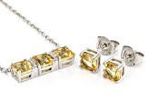 Yellow Citrine Platinum Over Silver Necklace And Earrings Set 3.09ctw