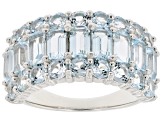 Sky Blue Topaz Rhodium Over Sterling Silver Band Ring 4.30ctw