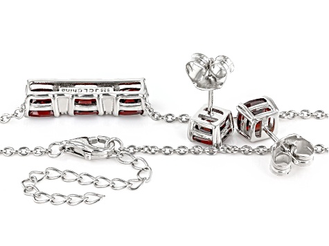 Red Vermelho Garnet(TM) Platinum Over Silver Necklace And Earrings Set 4.54ctw