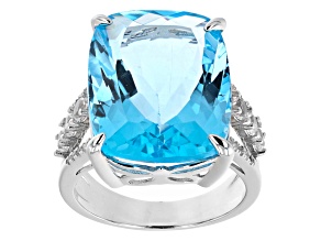 Blue Glacier Topaz™ Rhodium Over Sterling Silver Ring 23.98ctw