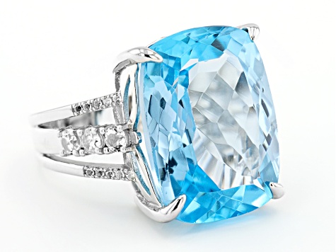 Blue Glacier Topaz™ Rhodium Over Sterling Silver Ring 23.98ctw - DOK2153 |  JTV.com