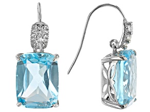 Sky Blue Glacier Topaz Rhodium Over Sterling Silver Earrings 22.95ctw