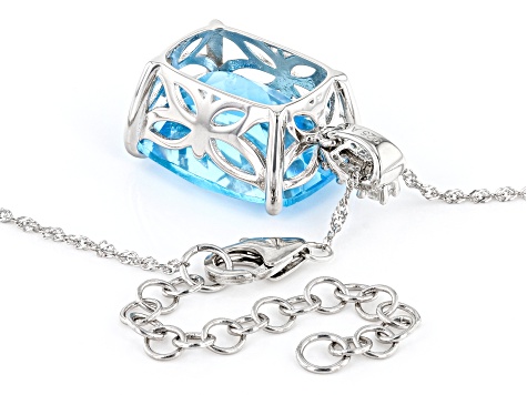 アクセサリー CVTVLIST Sky Blue Topaz Rhodium Over Silver Pendant With Chain 23.32