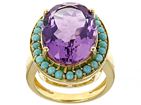 Purple Amethyst 18k Yellow Gold Over Sterling Silver Ring 11.25ct