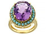 Purple Amethyst 18k Yellow Gold Over Sterling Silver Ring 11.25ct