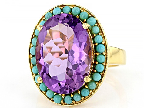 Purple Amethyst 18k Yellow Gold Over Sterling Silver Ring 11.25ct