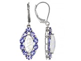 White Rainbow Moonstone Rhodium Over Sterling Silver Earrings 2.70ctw