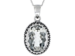 Green Prasiolite Sterling Silver Solitaire Pendant With Chain 14.22ct