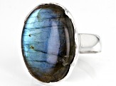 Grey Labradorite Sterling Silver Solitaire Ring
