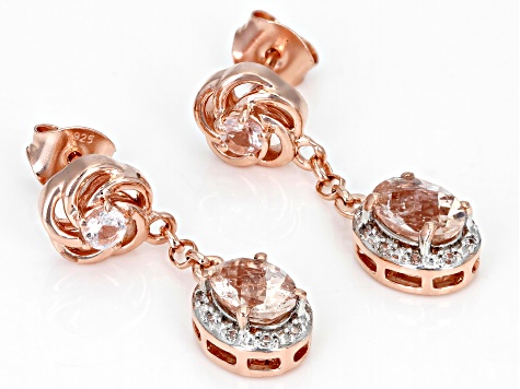 Peach Morganite 14K Rose Gold Over Sterling Silver Dangle Earrings 1.86ctw