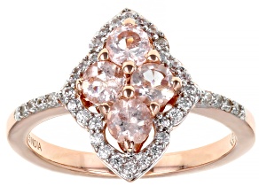 Peach Morganite 14K Rose Gold Over Sterling Silver Ring 1.06ctw