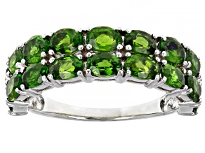 Green Chrome Diopside Rhodium Over Sterling Silver Ring 3.10ctw