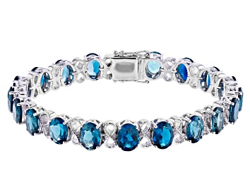 Picture of London Blue Topaz Rhodium Over Sterling Silver Bracelet 25.84ctw