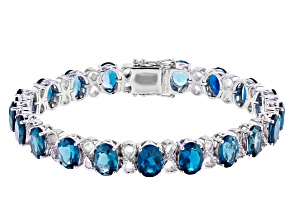 London Blue Topaz Rhodium Over Sterling Silver Bracelet 25.84ctw