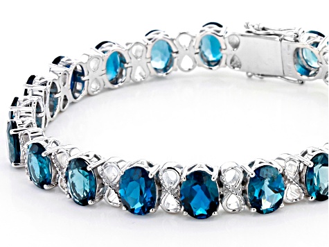 London Blue Topaz Rhodium Over Sterling Silver Bracelet 25.84ctw ...