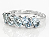 Blue Aquamarine Rhodium Over Sterling Silver Ring 1.89ctw