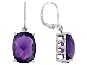 Purple Amethyst  Rhodium Over Sterling Silver Earrings 16.00ctw
