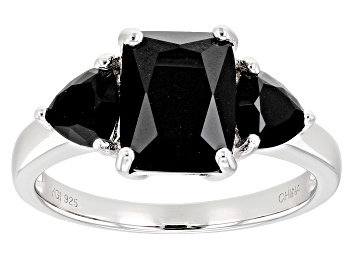 Picture of Black Spinel Rhodium Over Sterling Silver Ring 3.39ctw