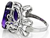 Purple Amethyst Rhodium Over Sterling Silver Ring 10.25ctw