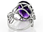 Purple Amethyst Rhodium Over Sterling Silver Ring 10.25ctw