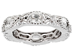 White Zircon Rhodium Over Sterling Silver Band Ring 4.28ctw