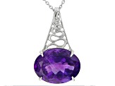 Purple Amethyst Rhodium Over Sterling Silver Solitaire Pendant With Chain 8.50ct