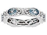 Blue Zircon Rhodium Over Sterling Silver Band Ring 4.33ctw