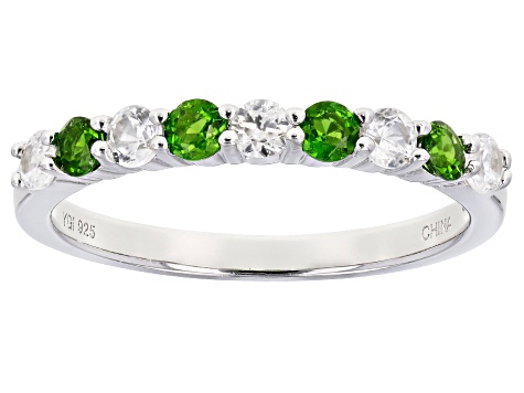 Chrome Diopside Rhodium Over Sterling Silver Band Ring 0.75ctw