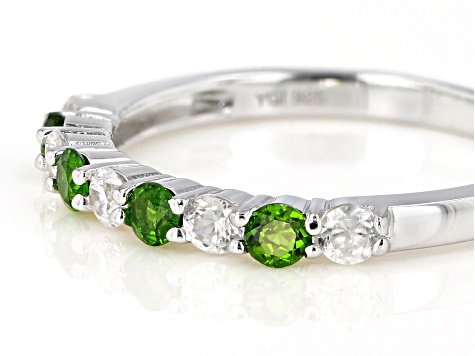 Chrome Diopside Ring with 13 5x4mm Oval for appr 5 2024 ctw. Platinum over Sterling S