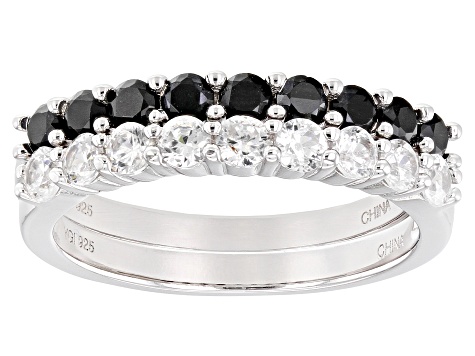 Black Spinel Rhodium Over Sterling Silver Band Ring 1.60ctw