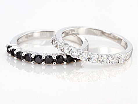 Black Spinel Rhodium Over Sterling Silver Band Ring 1.60ctw