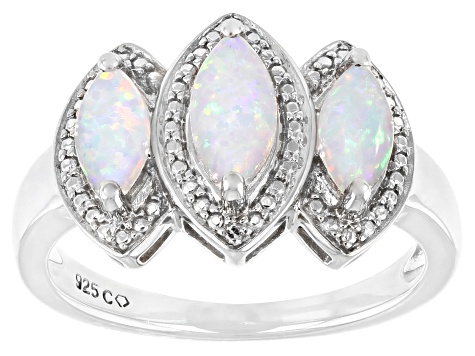 White Lab Created Opal Rhodium Over Sterling Silver Ring 1.79ctw
