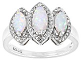 White Lab Created Opal Rhodium Over Sterling Silver Ring 1.79ctw