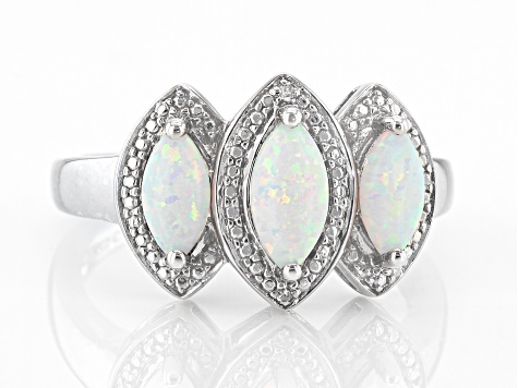 White Lab Created Opal Rhodium Over Sterling Silver Ring 1.79ctw