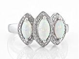White Lab Created Opal Rhodium Over Sterling Silver Ring 1.79ctw
