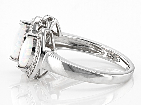 White Lab Created Opal Rhodium Over Sterling Silver Ring 1.79ctw