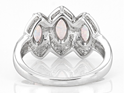 White Lab Created Opal Rhodium Over Sterling Silver Ring 1.79ctw