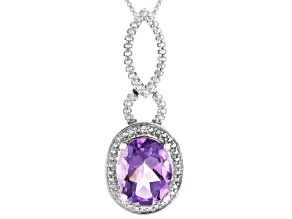 Purple Amethyst Rhodium Over Sterling Silver Pendant With Chain 2.43ctw