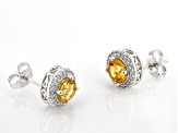 Yellow Citrine Rhodium Over Silver Stud Earrings  1.86ctw