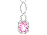 Pink Lab Created Sapphire Rhodium Over Silver Pendant With Chain 3.01ctw