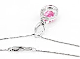 Pink Lab Created Sapphire Rhodium Over Silver Pendant With Chain 3.01ctw