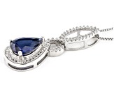 Blue Lab Created Sapphire Rhodium Over Sterling Silver Pendant With Chain 2.51ctw