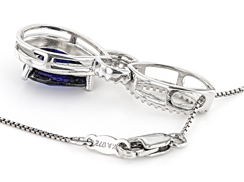 Blue Lab Created Sapphire Rhodium Over Sterling Silver Pendant With Chain 2.51ctw
