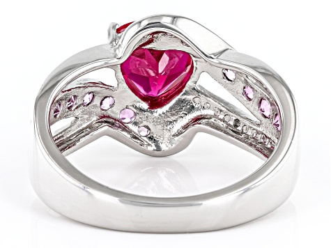 Red Lab Created Ruby Rhodium Over Sterling Silver Ring 2.21ctw