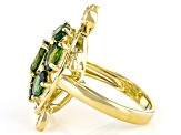 Green Chrome Diopside 18k Yellow Gold Over Sterling Silver Turtle Ring 3.42ctw