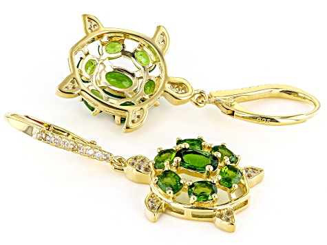 Green Chrome Diopside 18k Yellow Gold Over Sterling Silver Earrings 3.08ctw