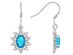 Paraiba Blue Color Opal Rhodium Over Sterling Silver Earrings 1.20ctw